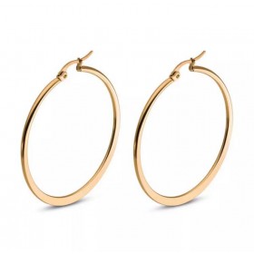 Hoop earrings 6 cm. (2 pcs) Steel/gold