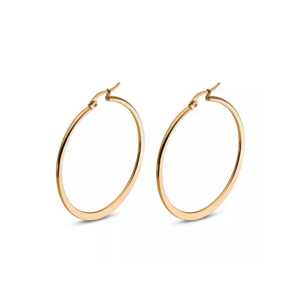 Hoop earrings 6 cm. (2 pcs) Steel/gold