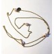 Kæde med 4 lilla perler (vælg længde) Stål/guld
