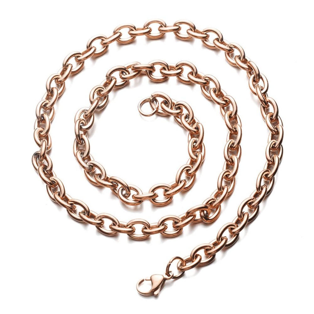 Cable kæde Rødguld/stål, 7 mm tyk, 5 cm lang