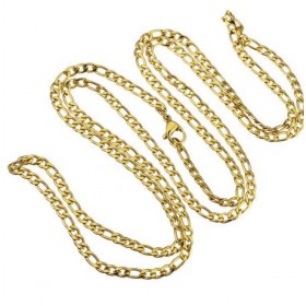Figaro kæde, 3 mm bred, 75 cm lang. Stål/guld