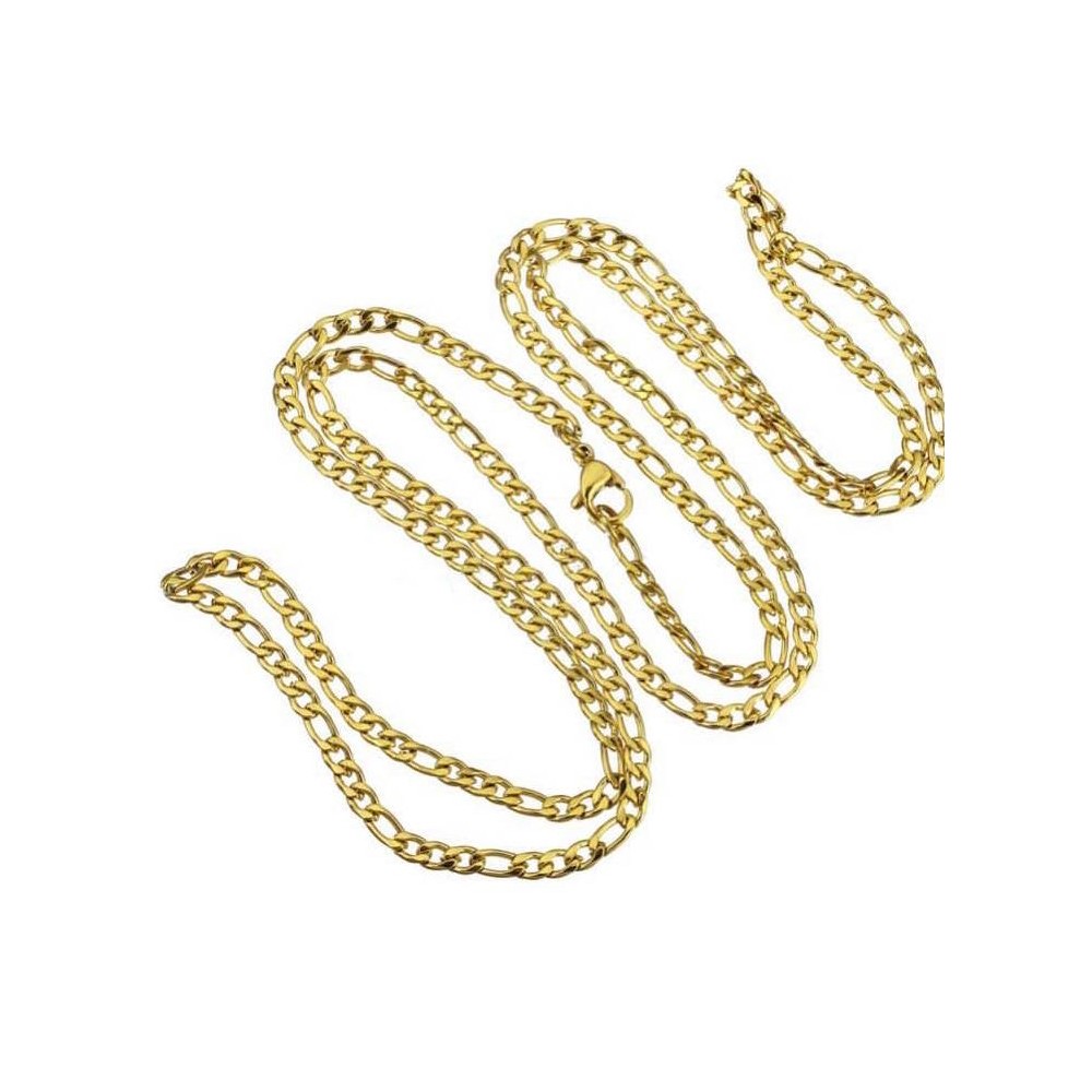Figaro kæde, 3 mm bred, 75 cm lang. Stål/guld