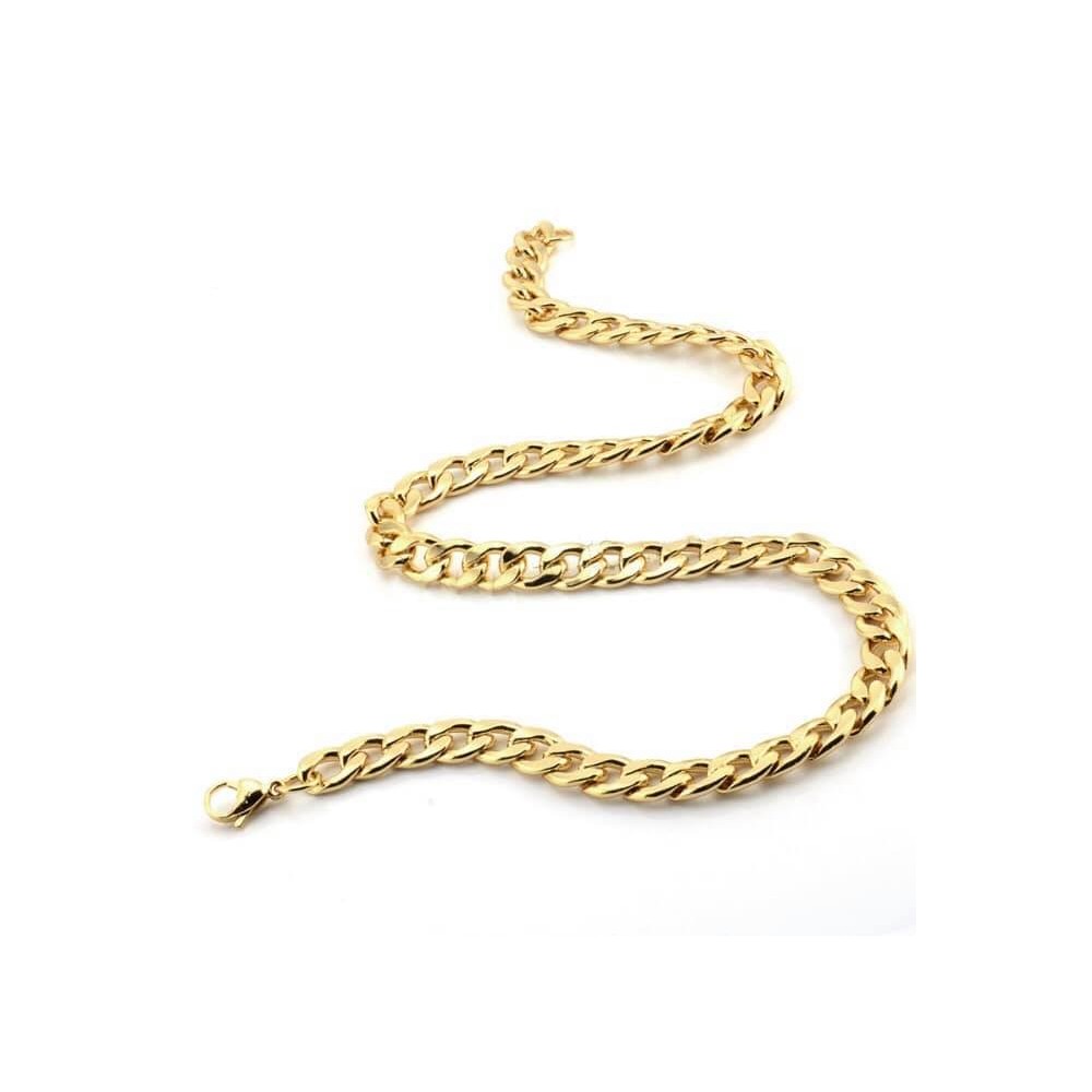 Long curb chain, 7 mm wide, 60 cm long. Steel/ gold
