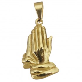 Prayer hænder (mellem str) guld/stål