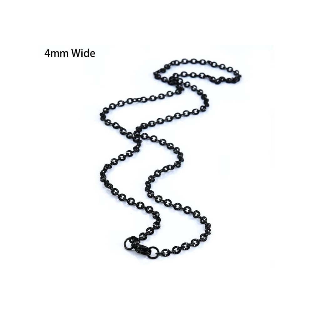 Sort kæde, shiny. 4 mm tyk, 68 cm lang