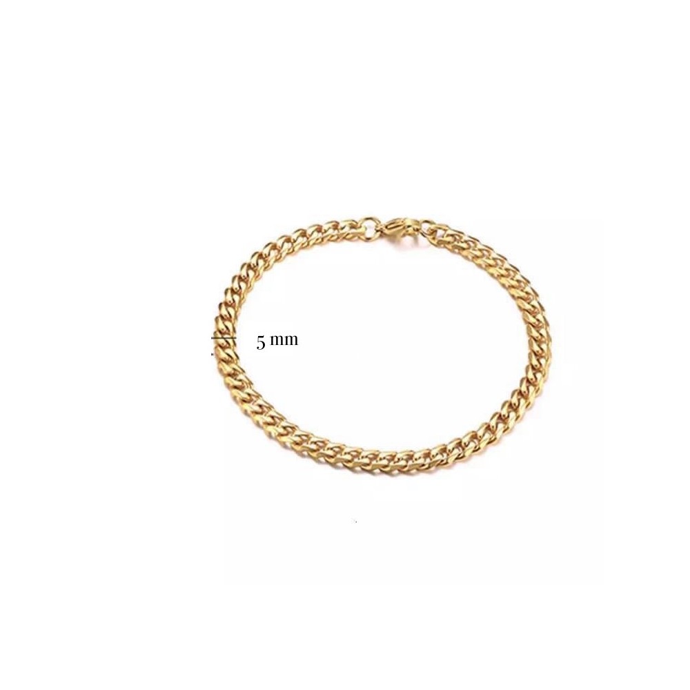 Curb bracelet 5 mm (choose length) Steel/gold