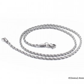 Twist kæde,stål/sølv. 3 mm tyk, (vælg længde)