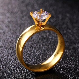 Ring med sten, kirurgiskstål/14k guld (tyk ring 8 mm)