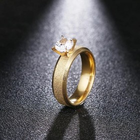 Glitter ring med stor sten. Stål/14k guld (store størrelser)