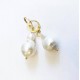 Large 3.5 cm Baroque pearl earrings. Steel/gold