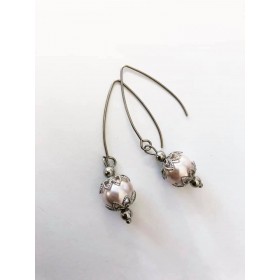 10 mm freshwater pearls earrings, surgical steel/silver