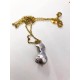 Grå perle med stål/rødgulds kæde 60 cm