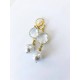 Hvid quartz ædelsten og perle øreringe. stål/guld