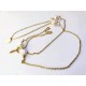 Chain with 4 white freshwater pearls (choose length) Steel/gold