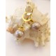 Beige farvede baroque perle øreringe. 12-13  mm. Stål/guld perler.