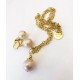 Beige farvede baroque perle sæt. 12-13  mm. Stål/guld perler.