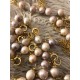 Hvide baroque perle sæt, med øreringe og halskæde Stål/guld