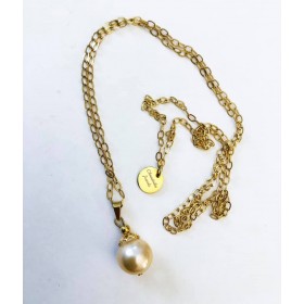 Baroque perle, vælg farve. 70 cm lang kæde. Stål/guld
