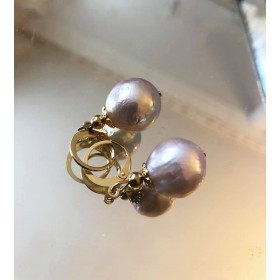 Store 1,8 baroque perle øreringe. Stål/guld