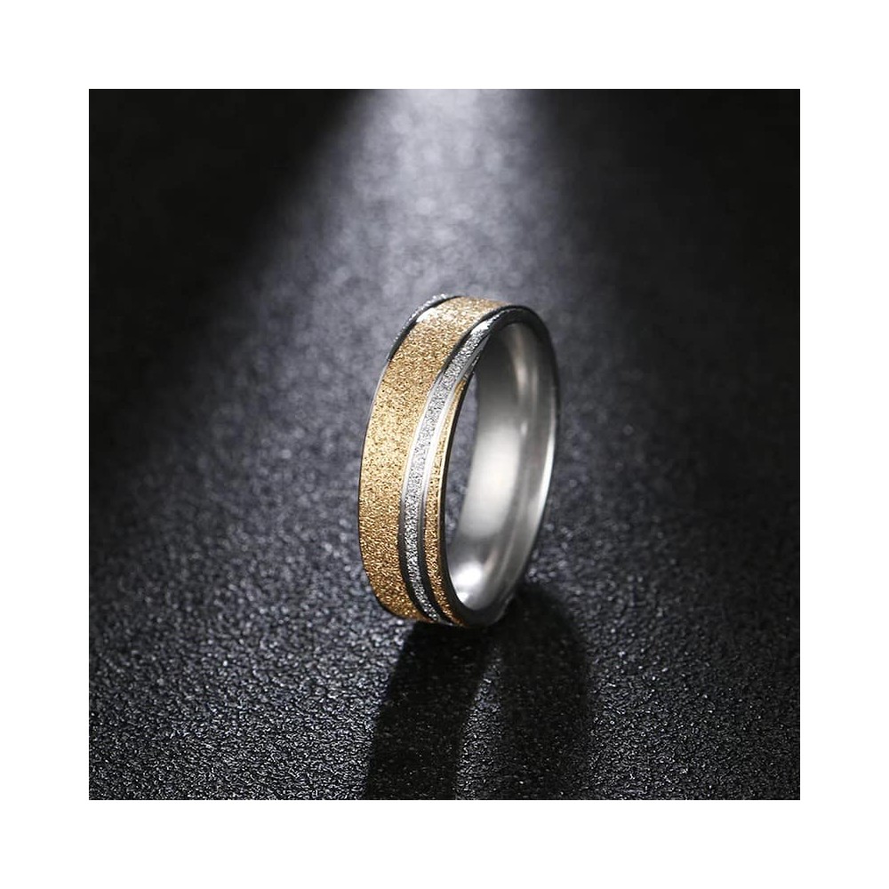 6 mm tyk glitter ring. Stål/guld/sølv