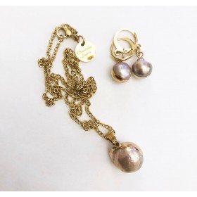 Perlesæt. 10 mm og 12 mm perler. Stål/guld
