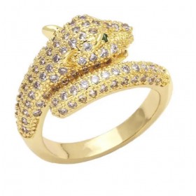 Panter ring, with one head and many tones, goldfilled 18k gold. one size