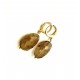 Large smoky quartz earrings, 3.5 cm. Steel/gold