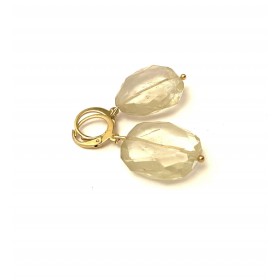 Big size citrine earrings. Steel/gold
