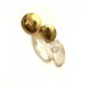Big size clear quartz earrings with round gold earnut. Steel/gold
