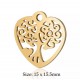 "Tree and life" heart pendant including chain. Steel/gold