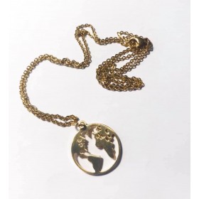 Earth pendant incl. steel chain/gold