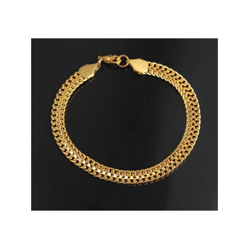 Bracelet 7 mm thick 23 cm long. Steel/gold