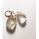 White large quartz earrings. Steel/gold