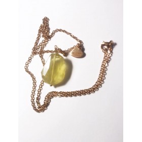 Citrine gemstone, including chain. Steel/gold