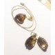 Smoky quartz set in surgical steel/gold