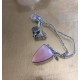 Rose quartz pendant, including chain. Steel