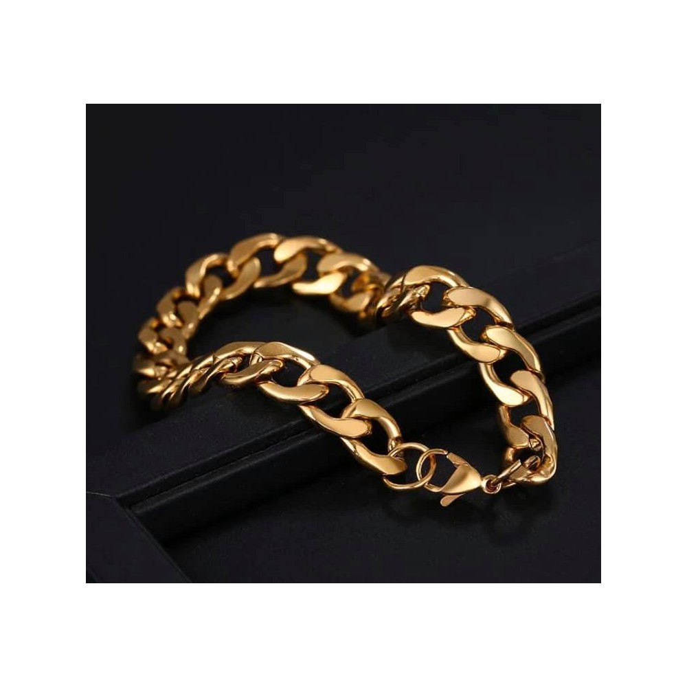 Curb steel bracelet 7mm thick, 18 cm long (women's size)